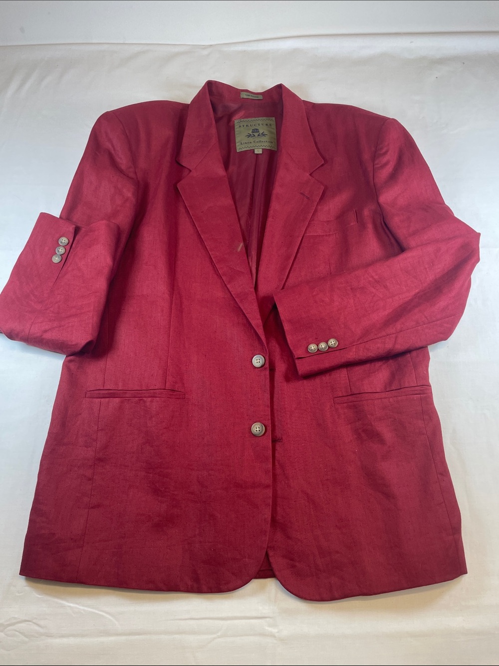 Vintage 90s Linen Express Structure Men's deep Red  Sport Coat  no flaws Large